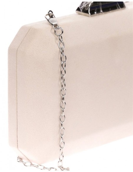 Suede octogonal clutch bag with metallic clasp Lauren Lynn London Accessories - 27 