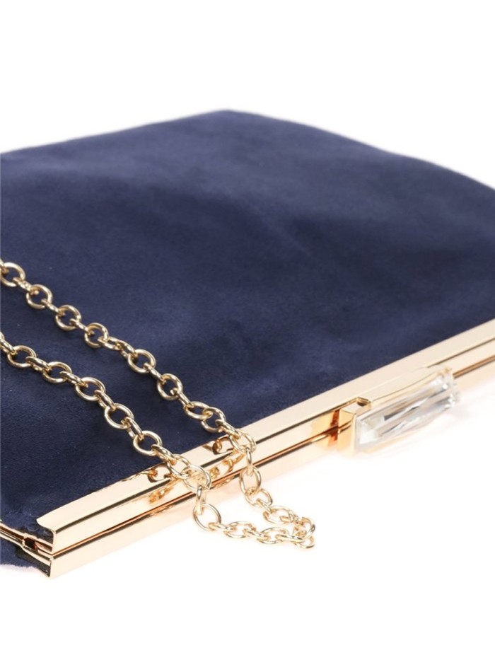 Suede party clutch with rhinestone fastening Lauren Lynn London Accessories - 5 