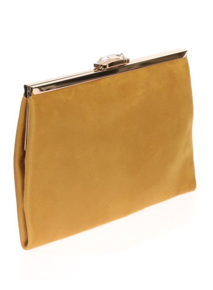 Suede party clutch with rhinestone fastening Lauren Lynn London Accessories - 17