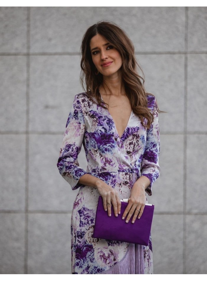 copy of Suede party clutch with rhinestone fastening Lauren Lynn London Accessories - 4