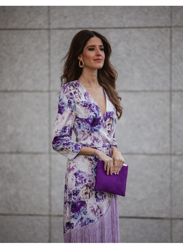 copy of Suede party clutch with rhinestone fastening Lauren Lynn London Accessories - 1 