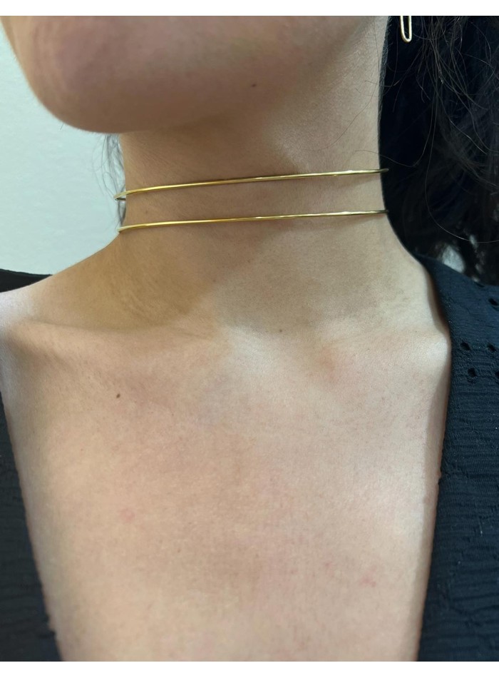 Choker básico doble aro dorado para fiesta
