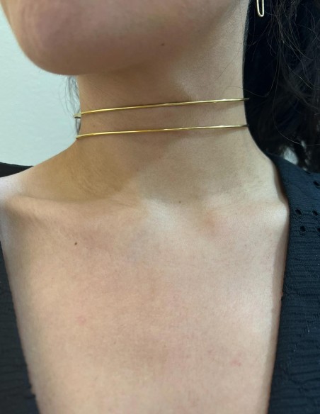 Choker básico doble aro dorado para fiesta Choker básico doble aro dorado para fiesta
