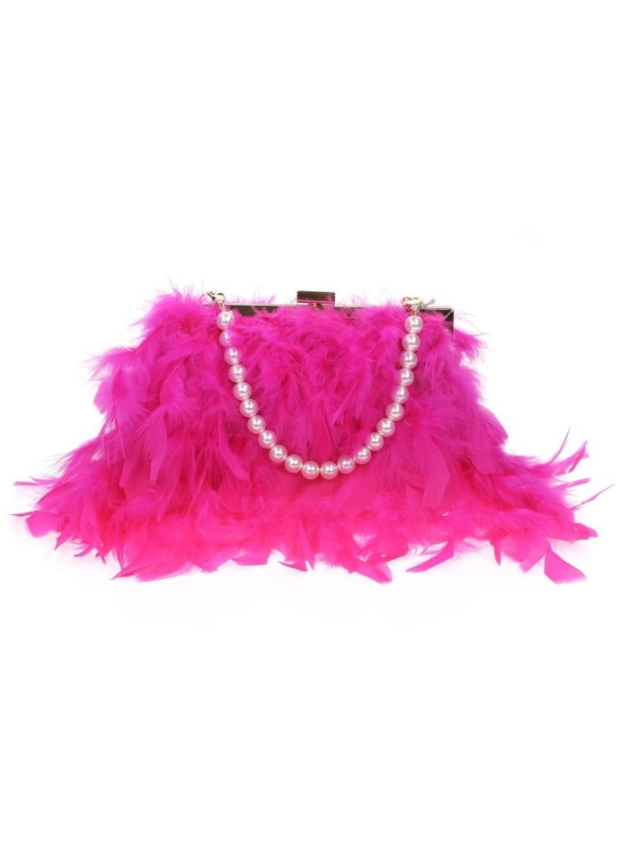 Sac de fête avec plumes et poignée en perles...