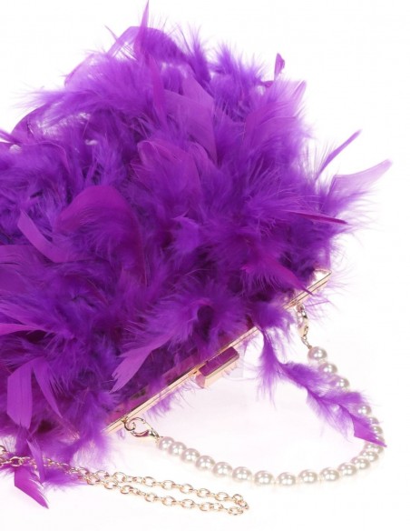 Party bag with feathers and a white pearl - various colours