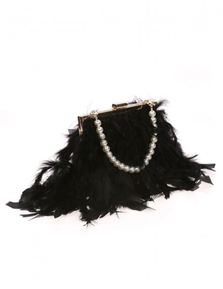 Party bag with feathers and a white pearl - various colours