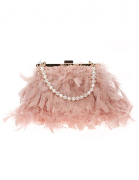 Party bag with feathers and a white pearl - various colours