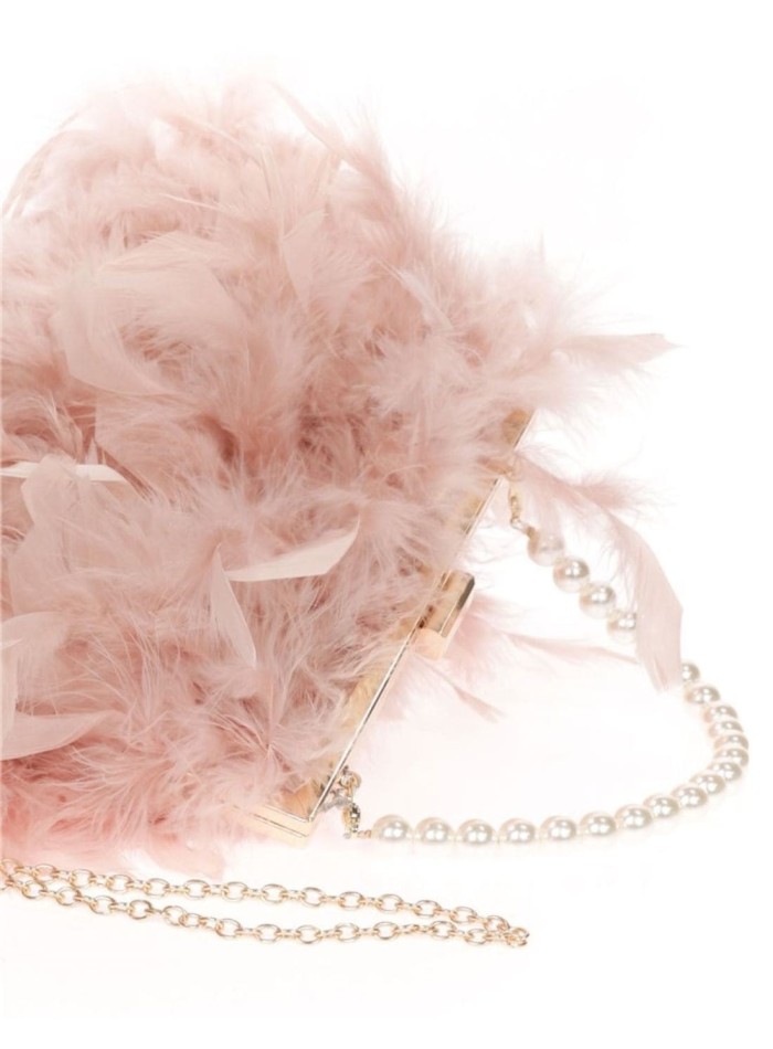 Party bag with feathers and a white pearl -...