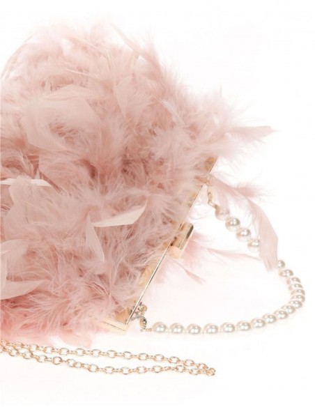 Party bag with feathers and a white pearl - various colours