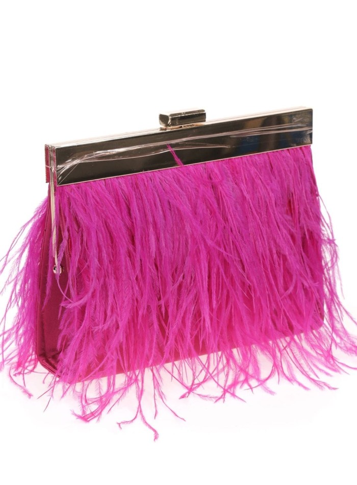 Bag with fine feathers and metal clasp - various colours