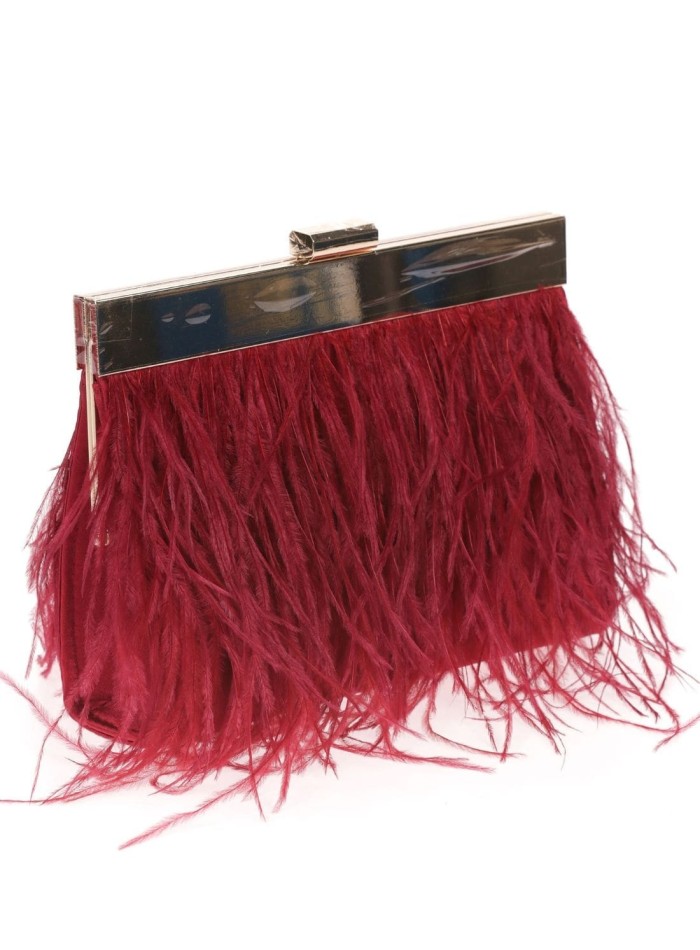 Bag with fine feathers and metal clasp - various colours