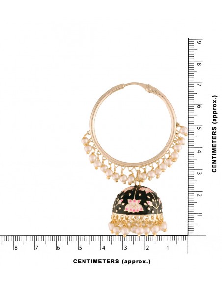 Aros de fiesta con perlas y Chandbali  negros 4- Aros de fiesta con perlas y Chandbali  negros 4-