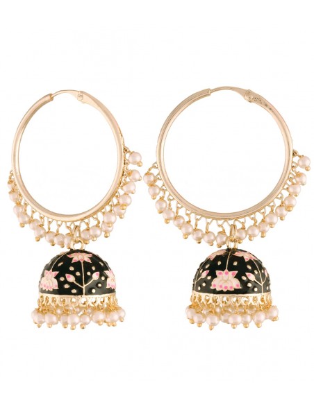 Chandbali and pearls hoops black Chandbali and pearls hoops black