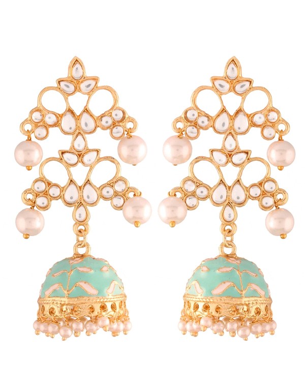 Boucle d'oreilles indienne longue avec perles peintes à...