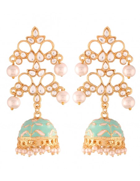 Boucle d'oreilles indienne longue avec perles peintes à la main et