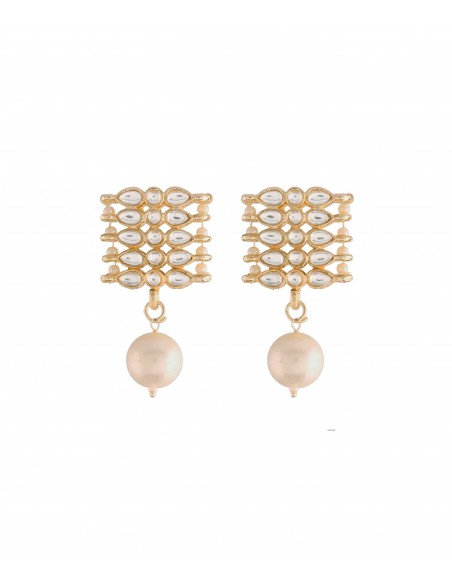 Pendientes de fiesta con cristales y perla colgante Pendientes de fiesta con cristales y perla colgante