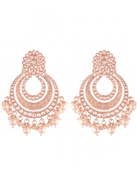 Pendientes de fiesta lacados con incrustaciones de circonitas y perlas - oro