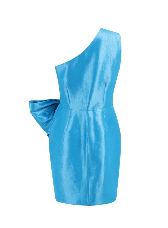 Vestido corto de fiesta con lazada y escote...