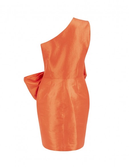 Robe courte de soirée avec encolure asymétrique et laçage