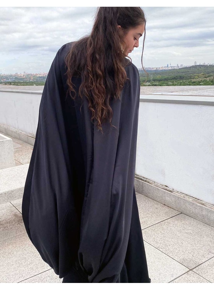 Reversible Satin/chiffon cape for wedding guests