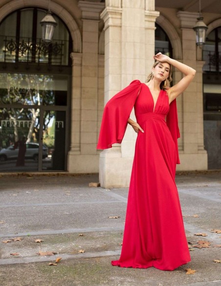 Levántate Banco Pesimista Vestido de fiesta largo vaporoso rojo para invitadas | INVITADISIMA