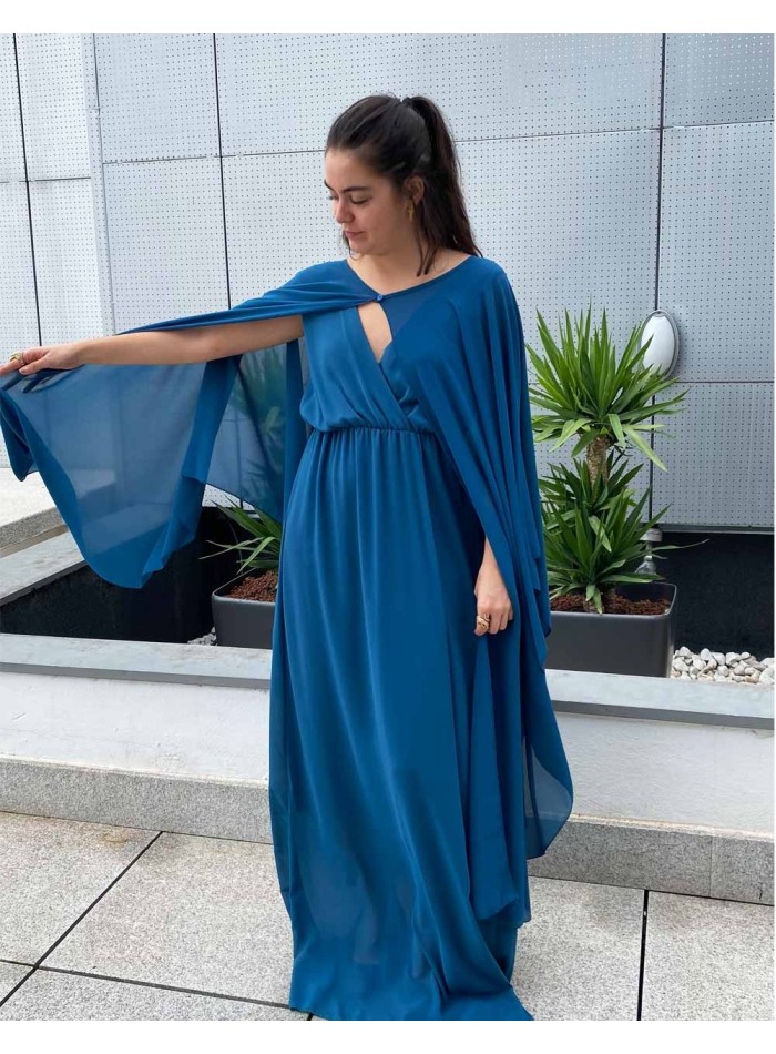 Multi-position wedding guest cape in chiffon