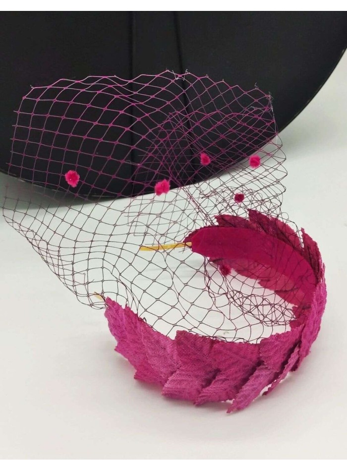 Diadema de minihojas con redecilla champagne