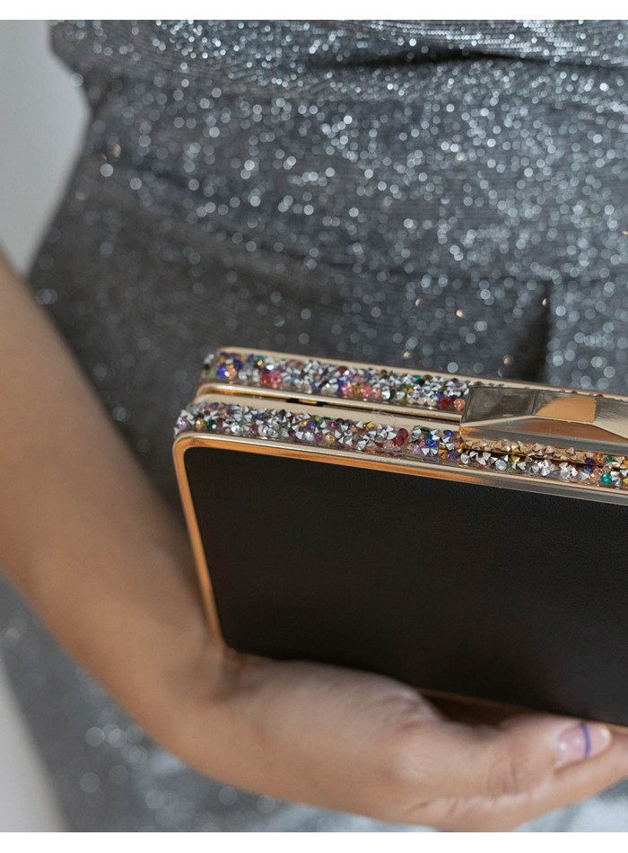 Bolso de fiesta con pedrería lateral - rectangular