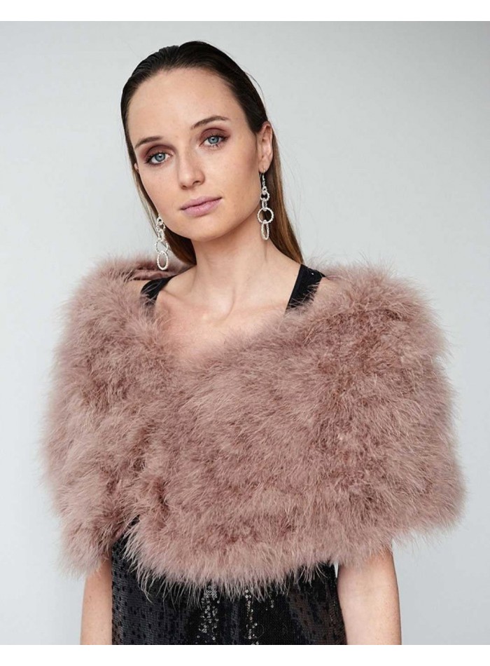 Estola de fiesta  piel rosa palo
