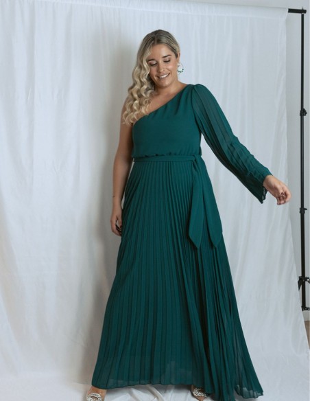 copy of Long pleated party dress with cape sleeves