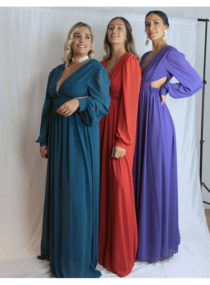 Robe longue de fête avec fentes à la taille