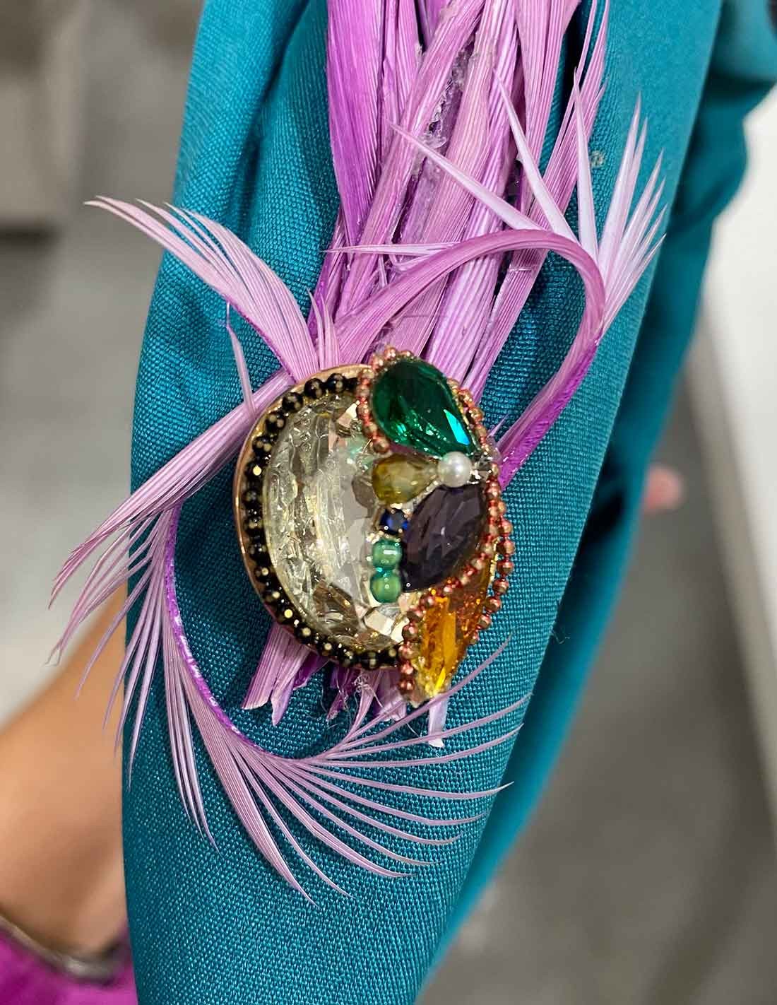 Broche Vintage Oversize Tête De Tigre Des Années 80 - Cristaux Et émail Sur Fond Doré
