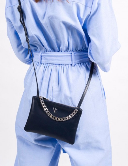 Mini sac en cuir avec chaîne décorative et poignée réglable