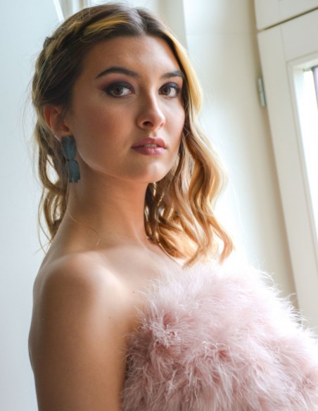 Top de fiesta rosa empolvado con plumas Top de fiesta rosa empolvado con plumas