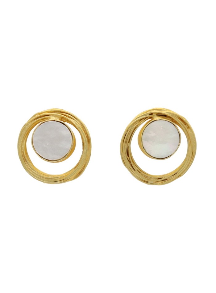 Double circles and white stone party earrings