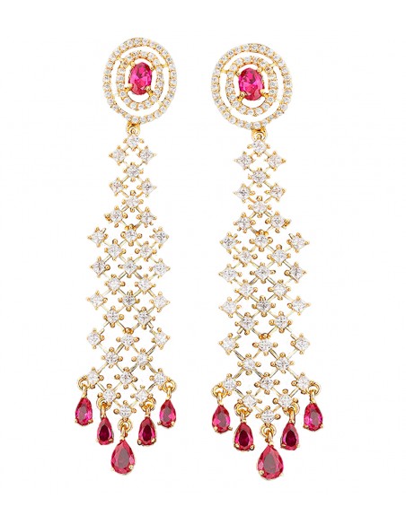 Boucle d'oreilles longues avec zircon et verre