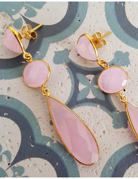 Pink stone earrings