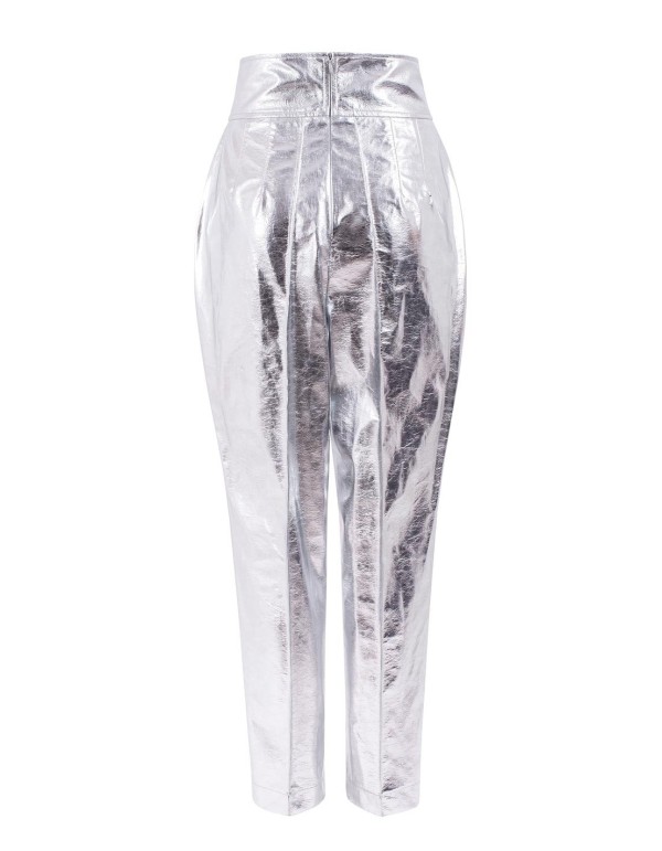 Pantalón de fiesta largo metalizado con cinturilla ancha 2