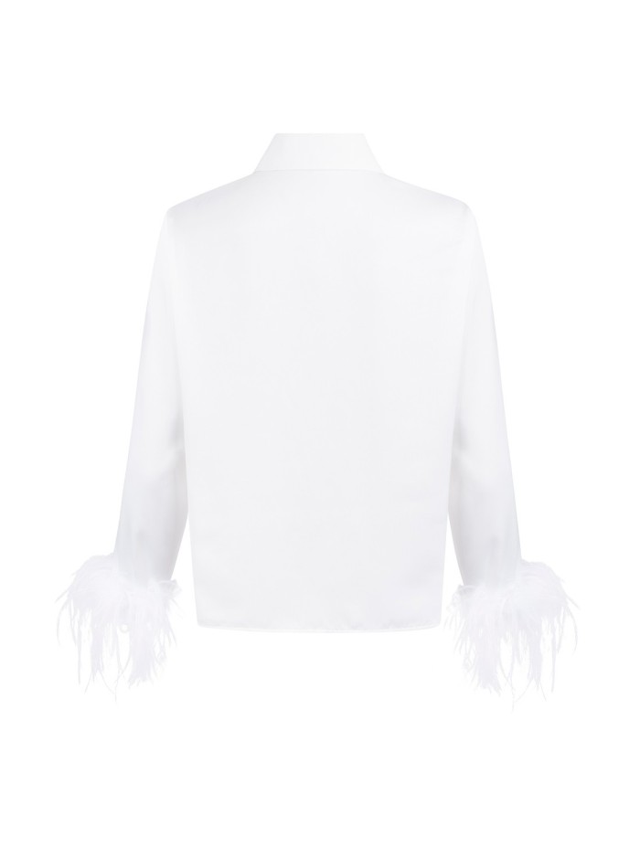 Party shirt with feathers and jewelled button