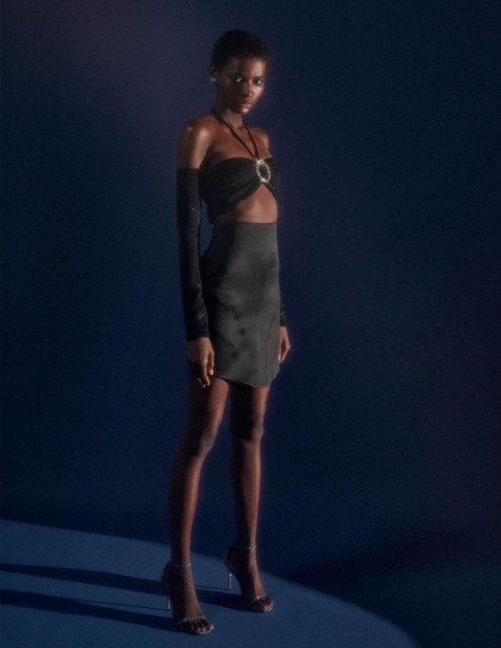 Asymmetrical satin party mini skirt Asymmetrical satin party mini skirt