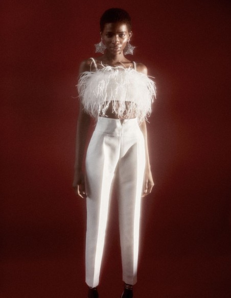 Long party trousers with wide waistband and wide waistband with V detail Long party trousers with wide waistband and wide waistband with V detail