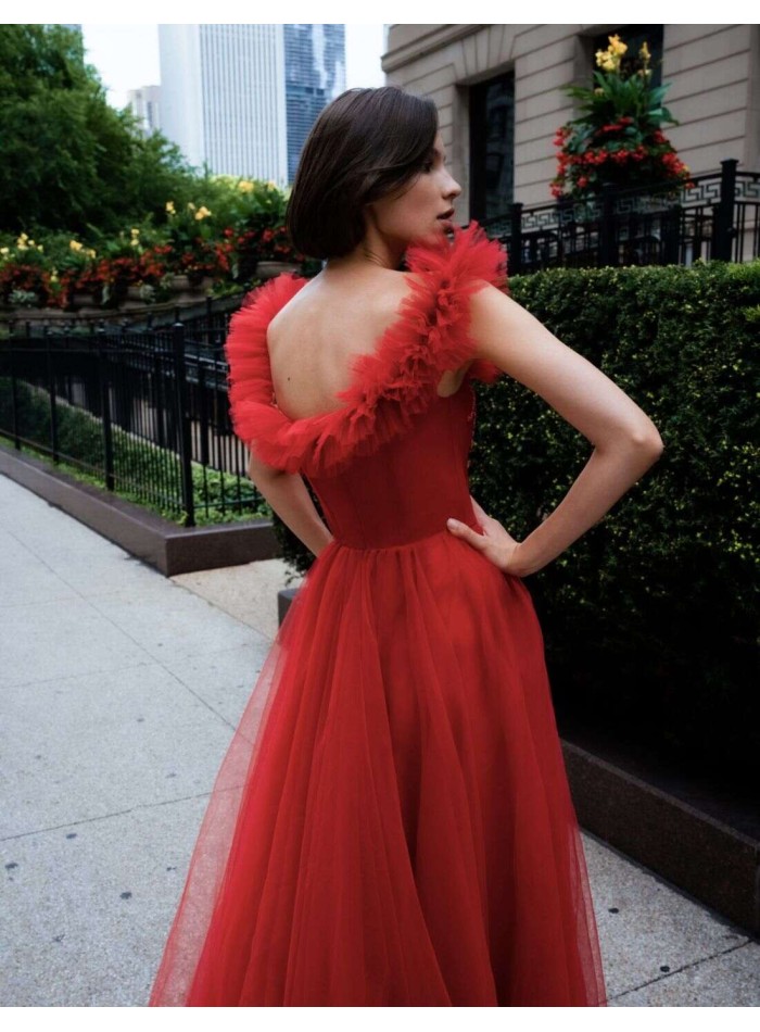 Robe longue de fête avec tulle et robes drapées