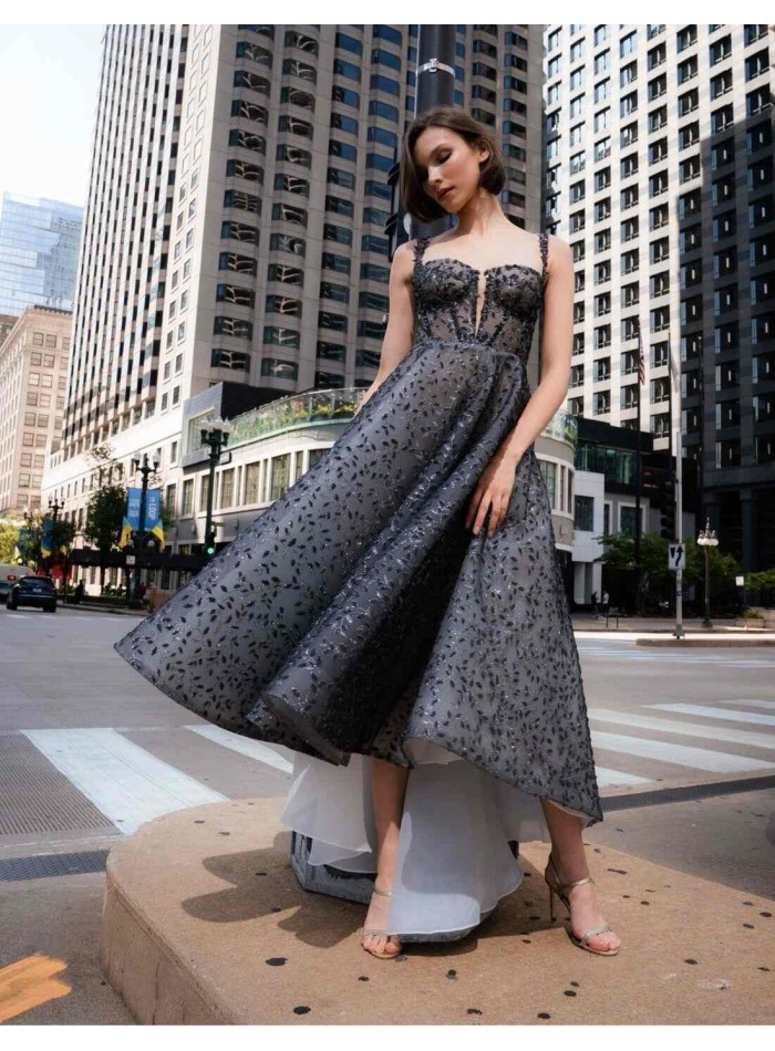 Midi party dress with corset bodice and...