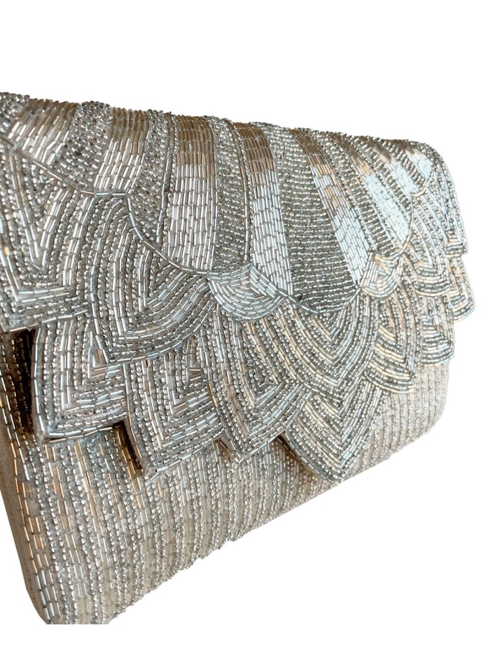 Pochette en strass blanc et argent pour les...