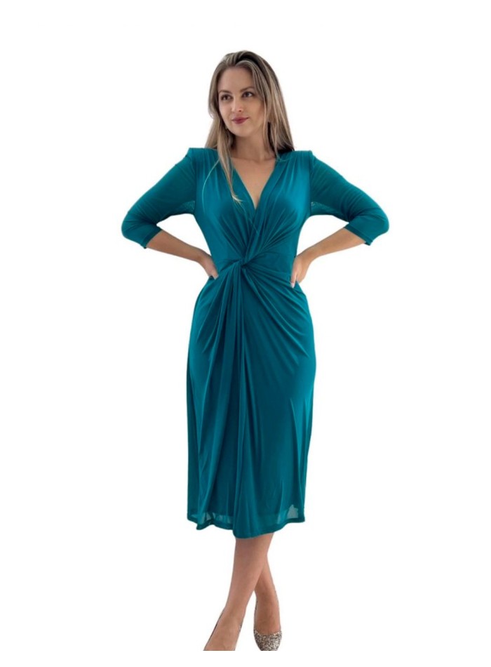 Cocktail dress with French sleeves and a central knot
