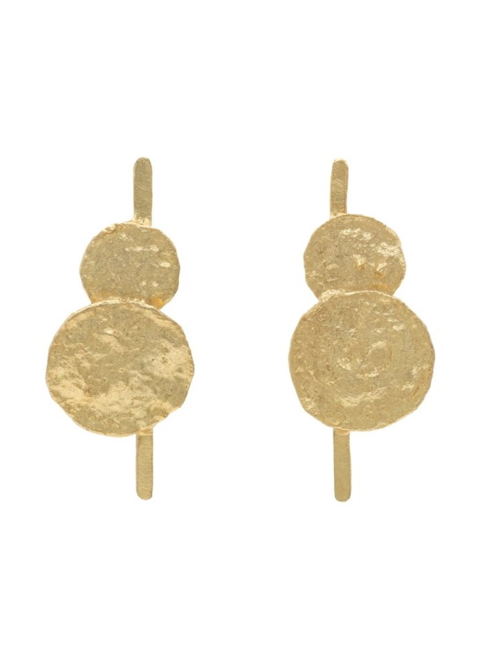 Gold-plated party earrings with circles and texture