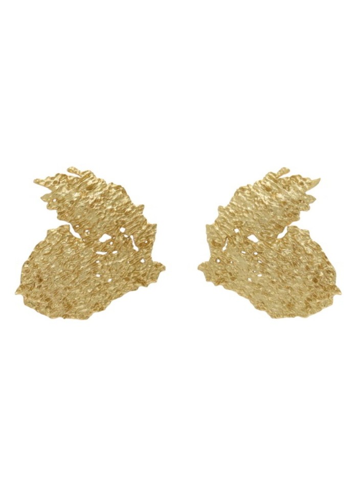 Gold party earrings with relief