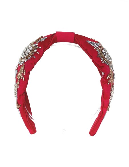Handmade maroon rhinestone headband for guests