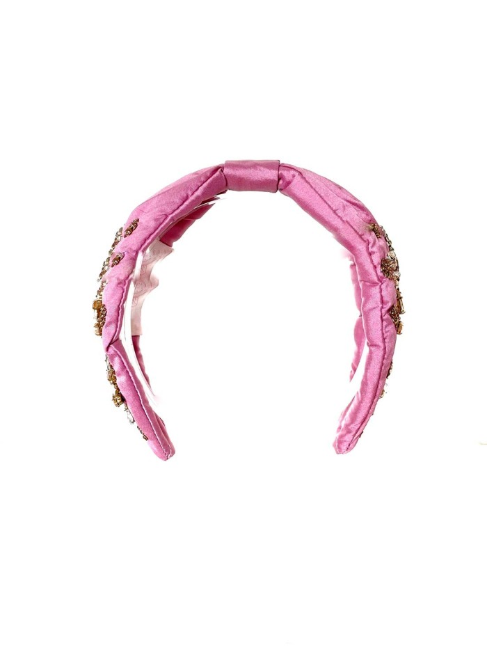 Pink Handmade rhinestone headband for guests
