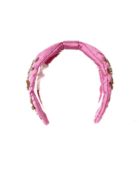 Pink Handmade rhinestone headband for guests